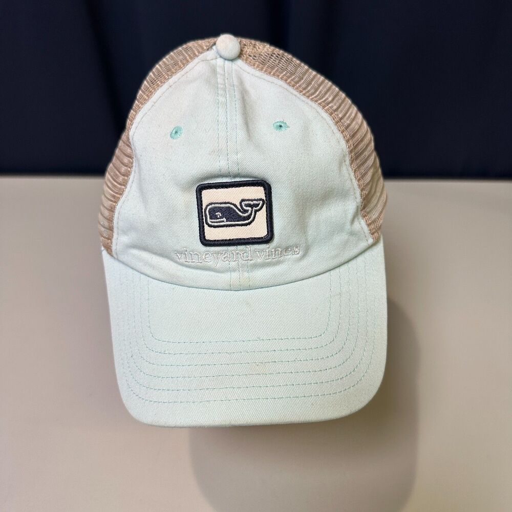 Vineyard Vines Whale Logo Trucker Hat Seafoam Green Mesh Adjustable Cap